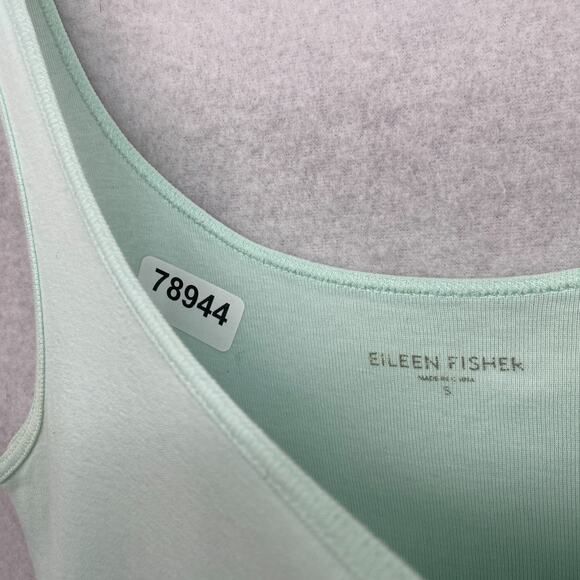 EILEEN FISHER Tank Top S Organic Cotton Ribbed Jersey Cami Scoop Neck Green - Picture 13 of 13